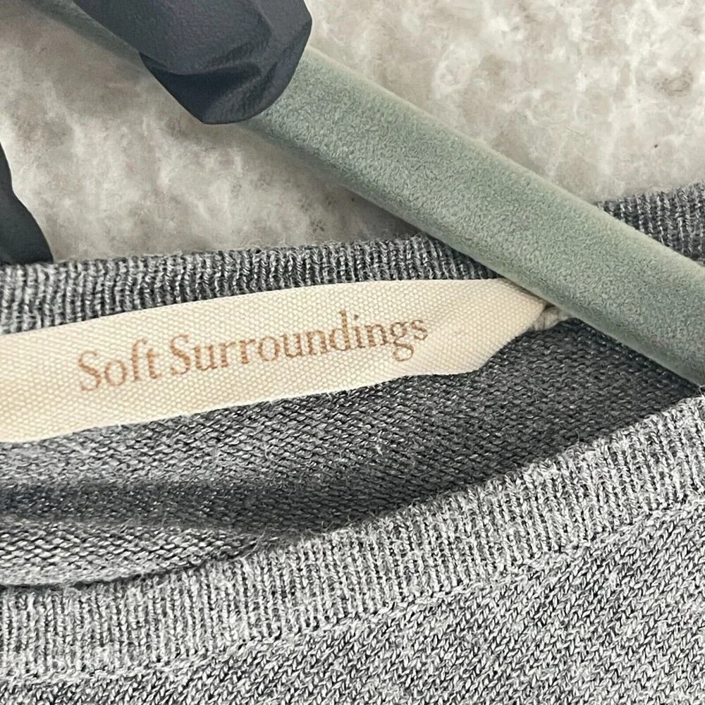 Soft Surroundings Gray Back Zip Up Tunic Shirt‎ Womens Long Sleeve Size Medium